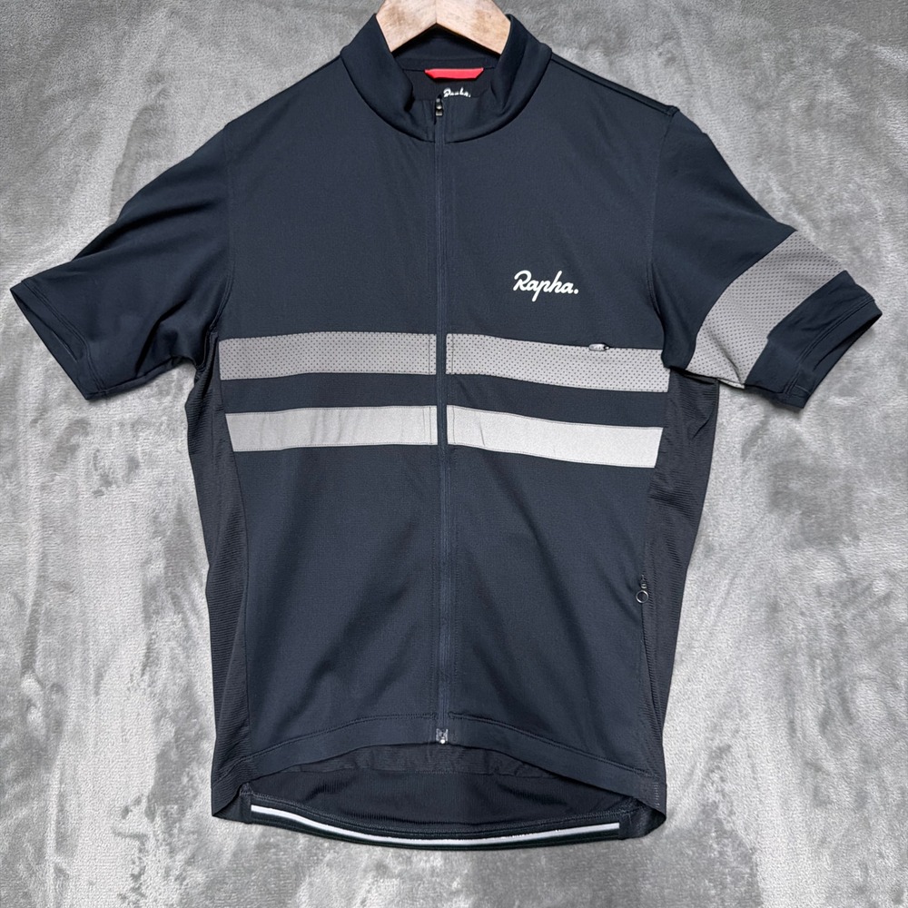 Rapha Brevet Lightweight Jersey Mens Medium Black Reflective Cycling Bike Top